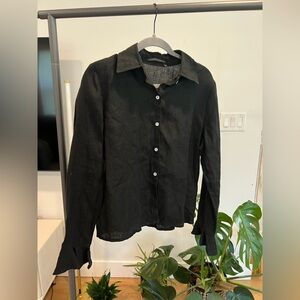 Women’s ROBERT KRUGMAN Linen Black Button Up